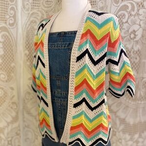 89th + Madison Colorful Knit Short Sleeve Cardigan I Women's (M)